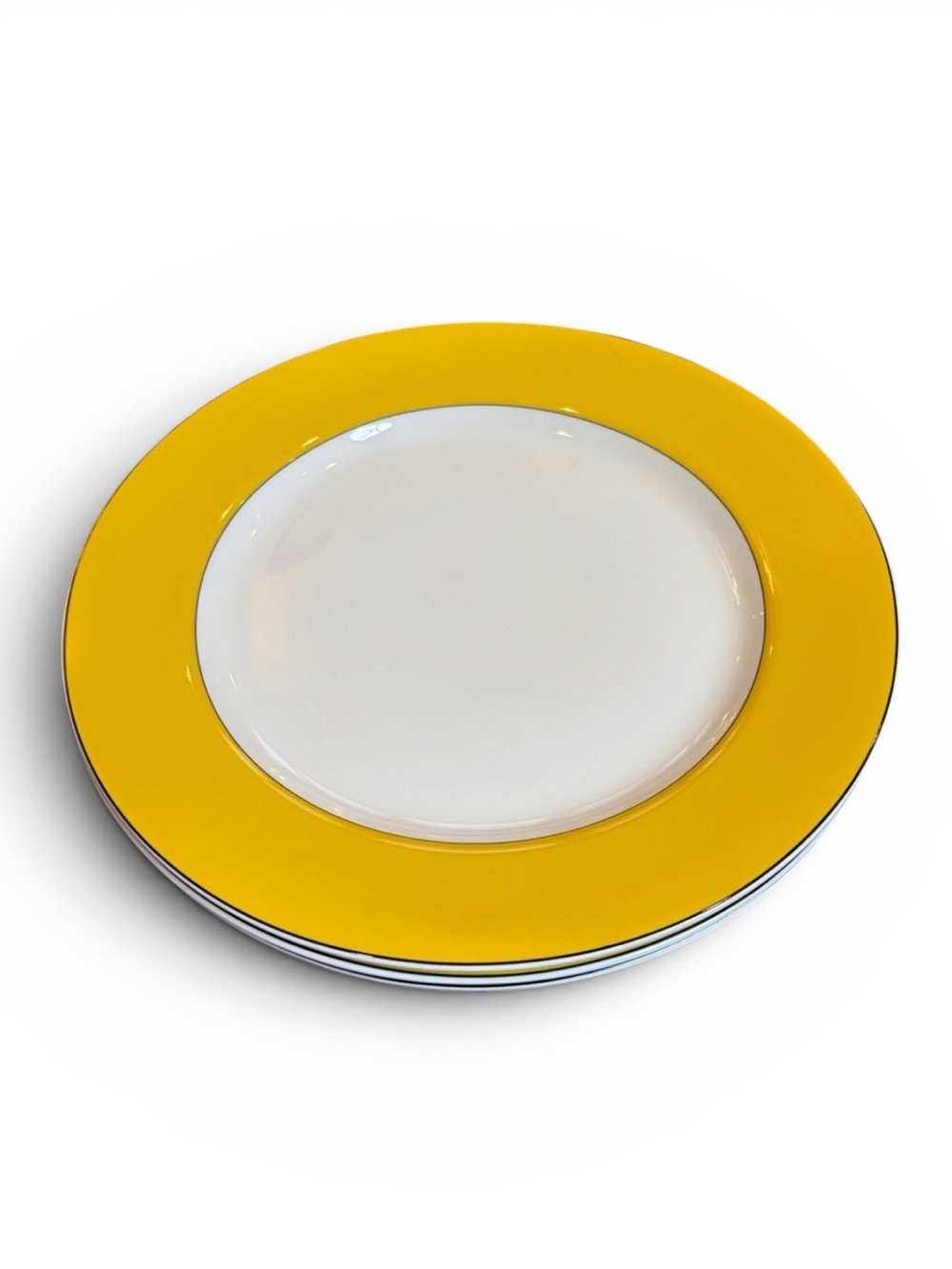 Kate Spade x Lenox Rutherford Circle Yellow 11-3/8” Dinner Plates Set of 4